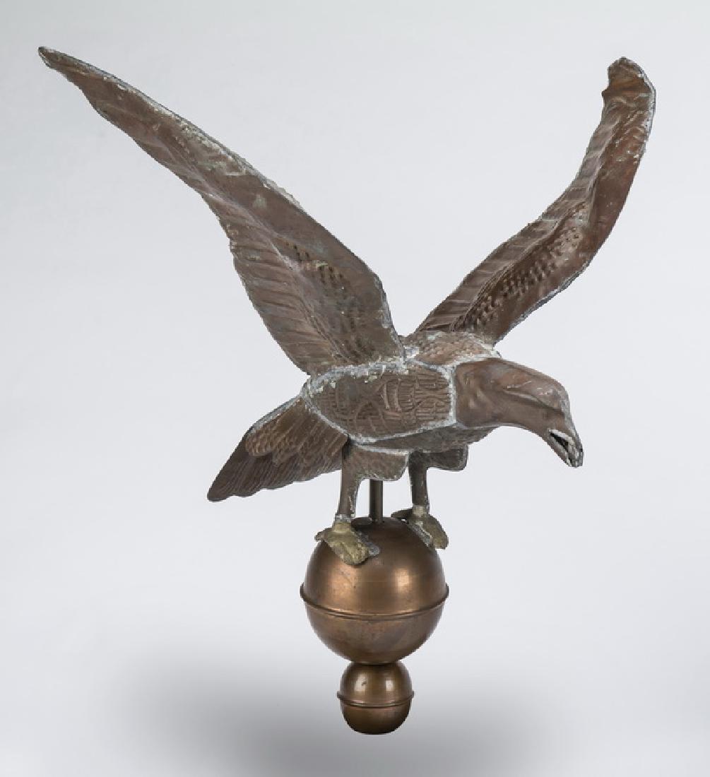 Early 20th c. copper eagle weathervane finial, 21"h (1 of 2)