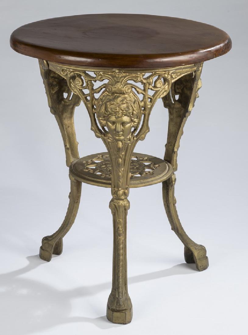 Cast iron and mahogany table, 29"h (1 of 3)