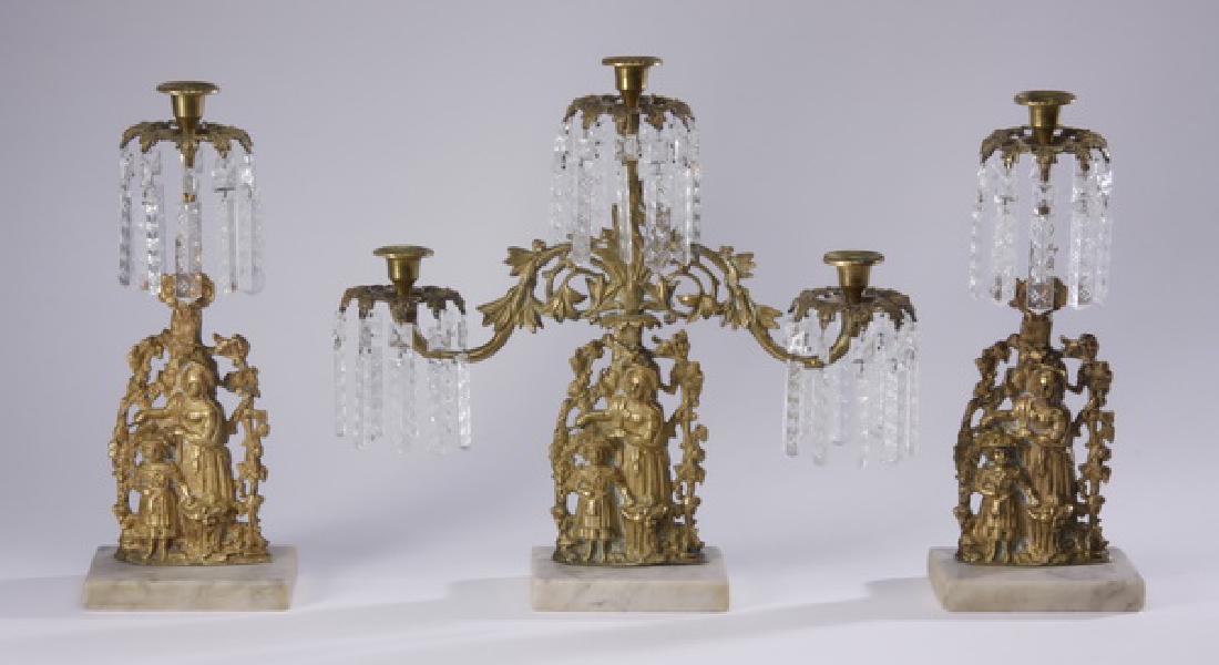 3-Piece gilt bronze and marble garniture set (1 of 2)