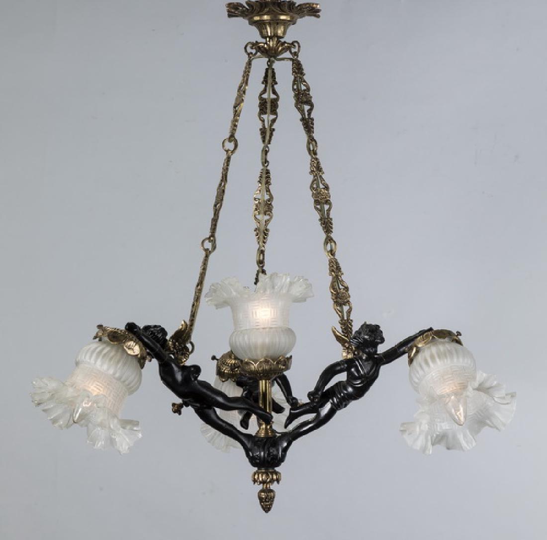 Early 20th c. Empire style putti chandelier (1 of 2)