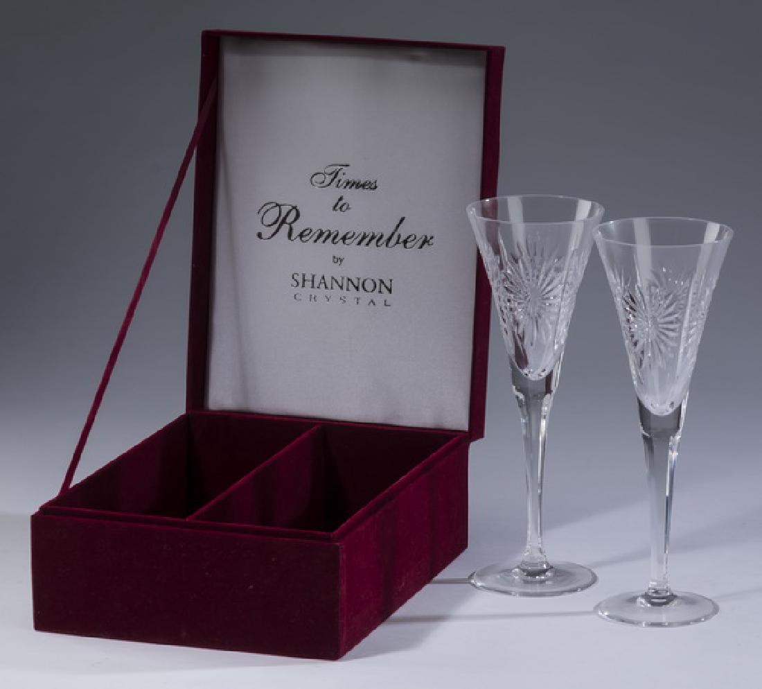 (2) Shannon crystal champagne flutes, 9"h (1 of 2)