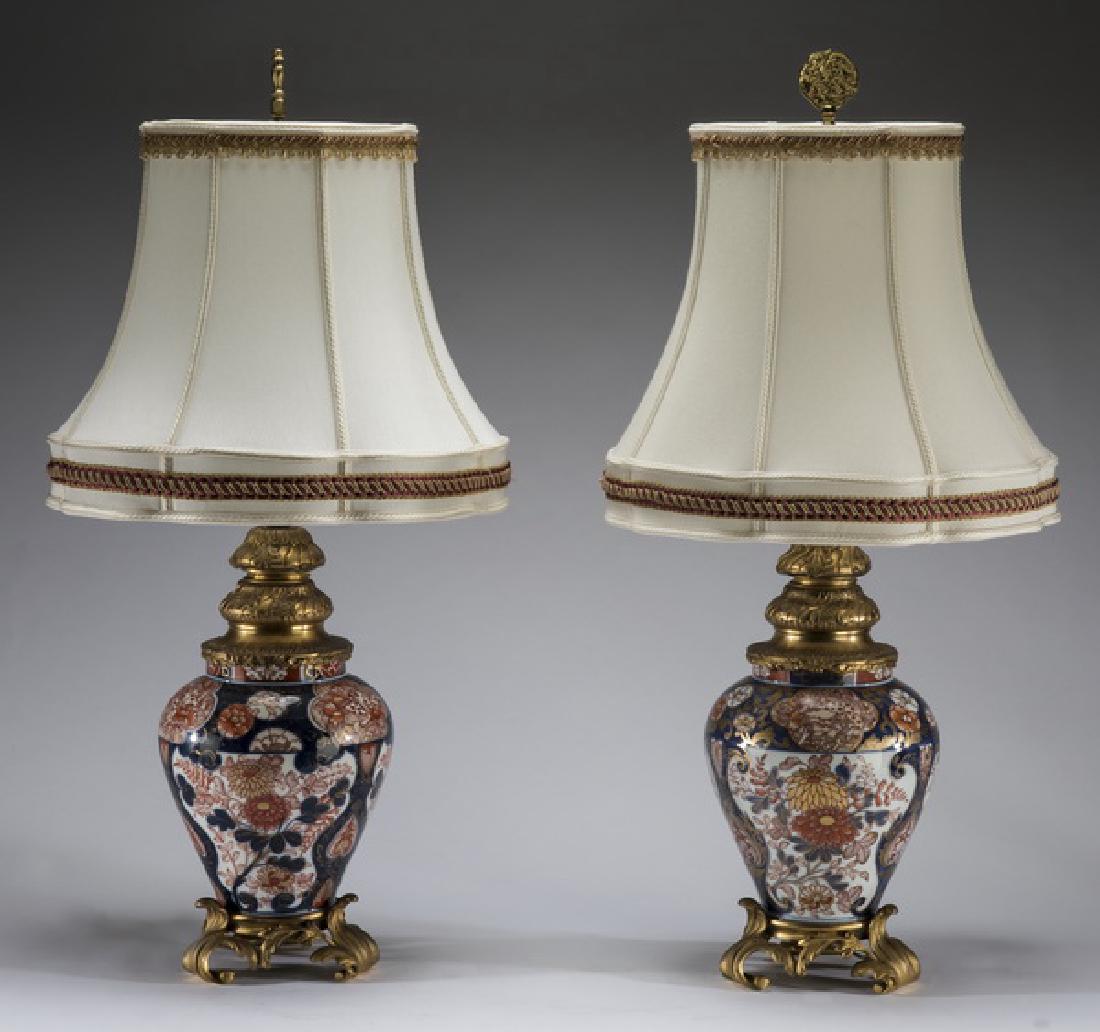 (2) Imari porcelain urns now mounted as lamps, 29"h (1 of 2)