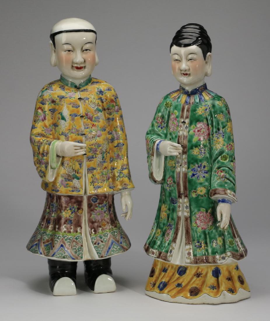 (2) Chinese pottery figures in Ming dress, 16"h (1 of 10)