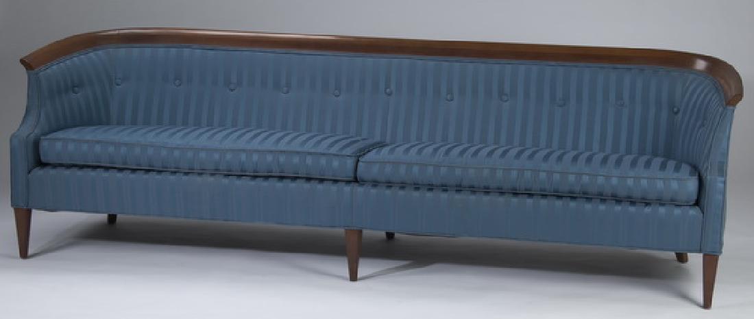 Mid-century modern blue upholstered sofa, 96"l (1 of 2)