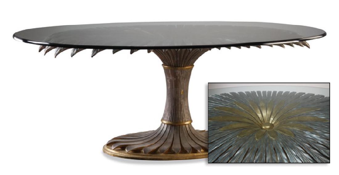 Contemporary foliate-form table, w/ glass top 81"l (1 of 4)