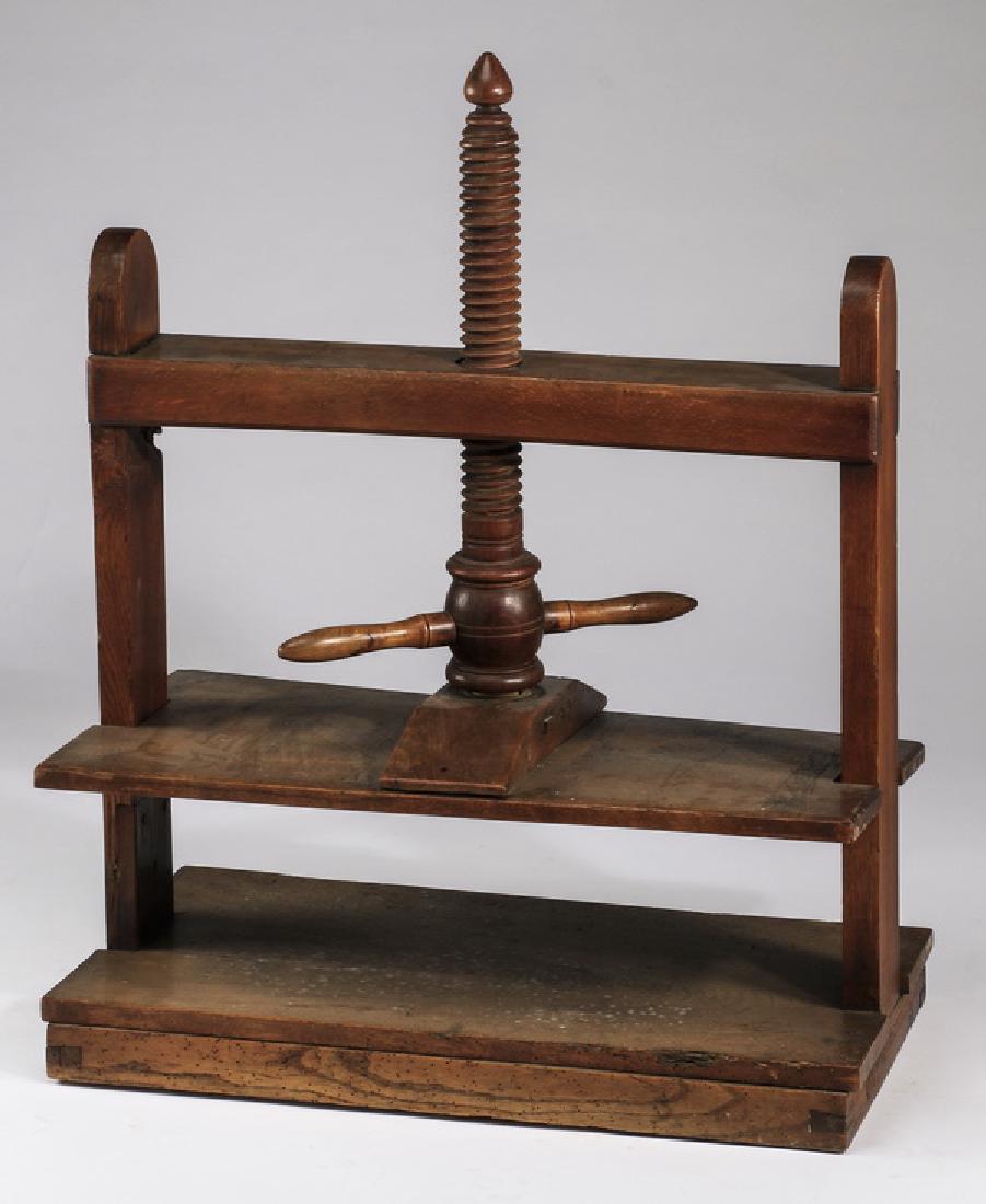 19th century wooden book press, 33"h x 26.5"w (1 of 1)