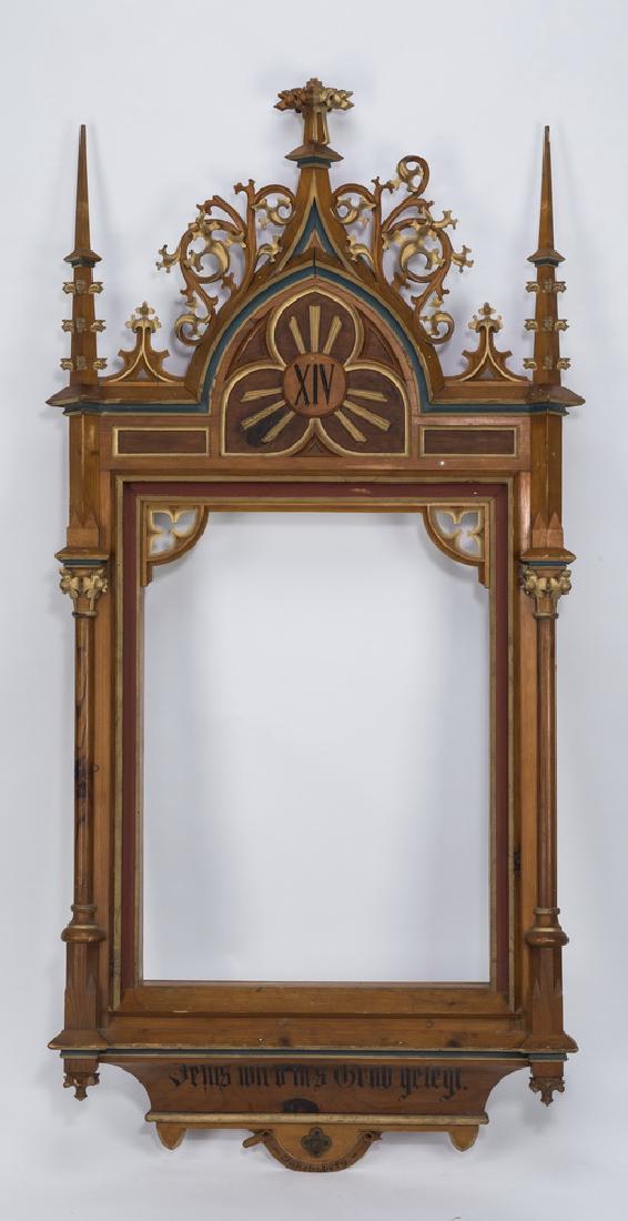 Early 20th c. Gothic Revival carved, decorated frame (1 of 3)