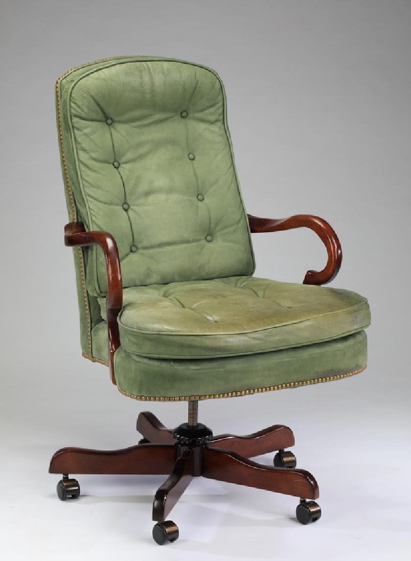 Swivel executive chair, in sage suede, 44"h (1 of 2)