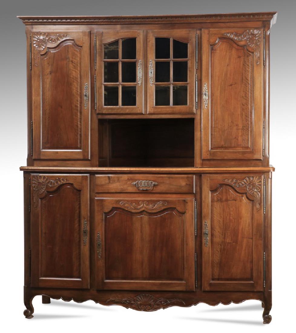 French Provincial style walnut buffet hutch (1 of 2)