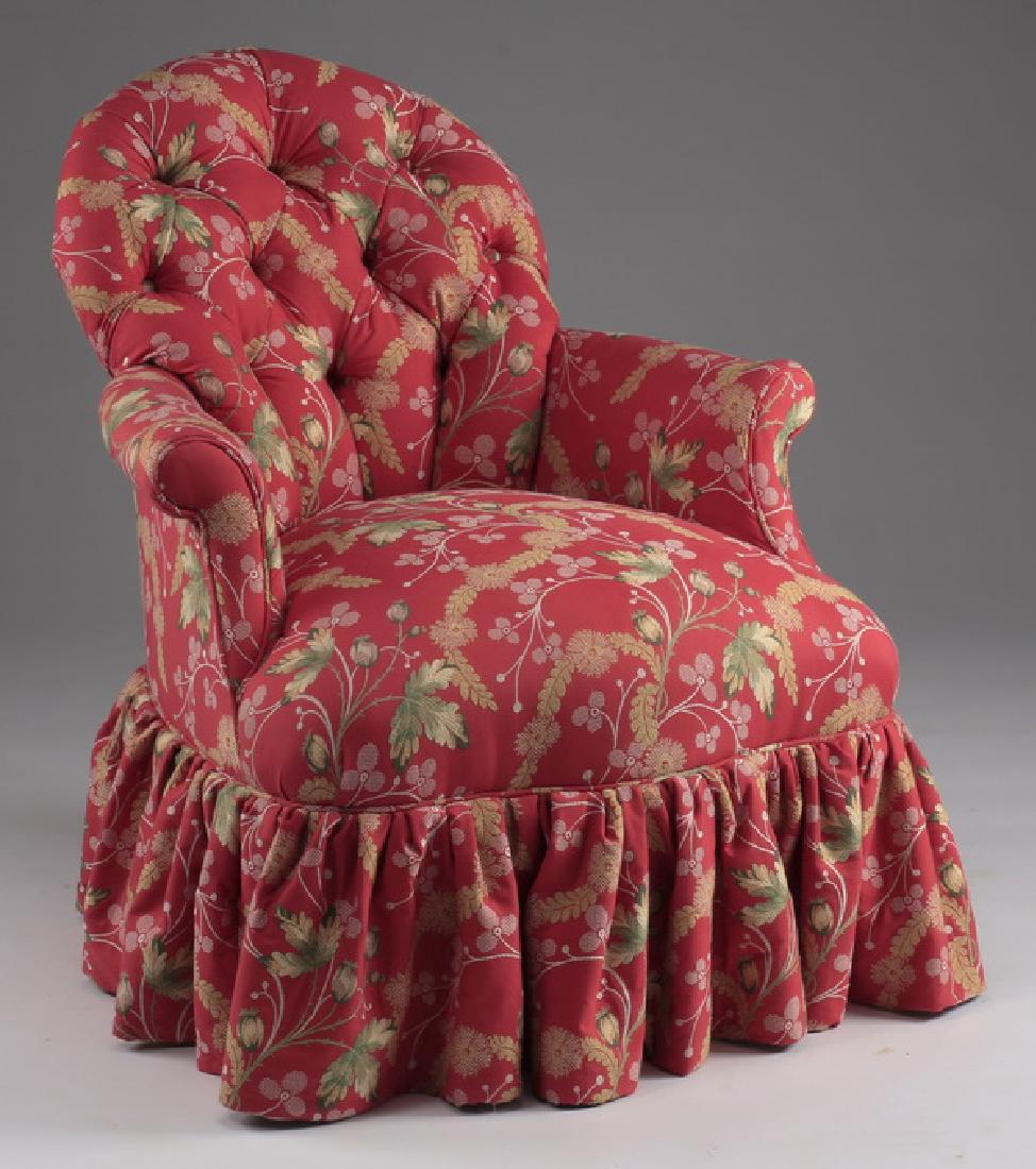 Custom upholstered French boudoir chair, 33"h (1 of 2)