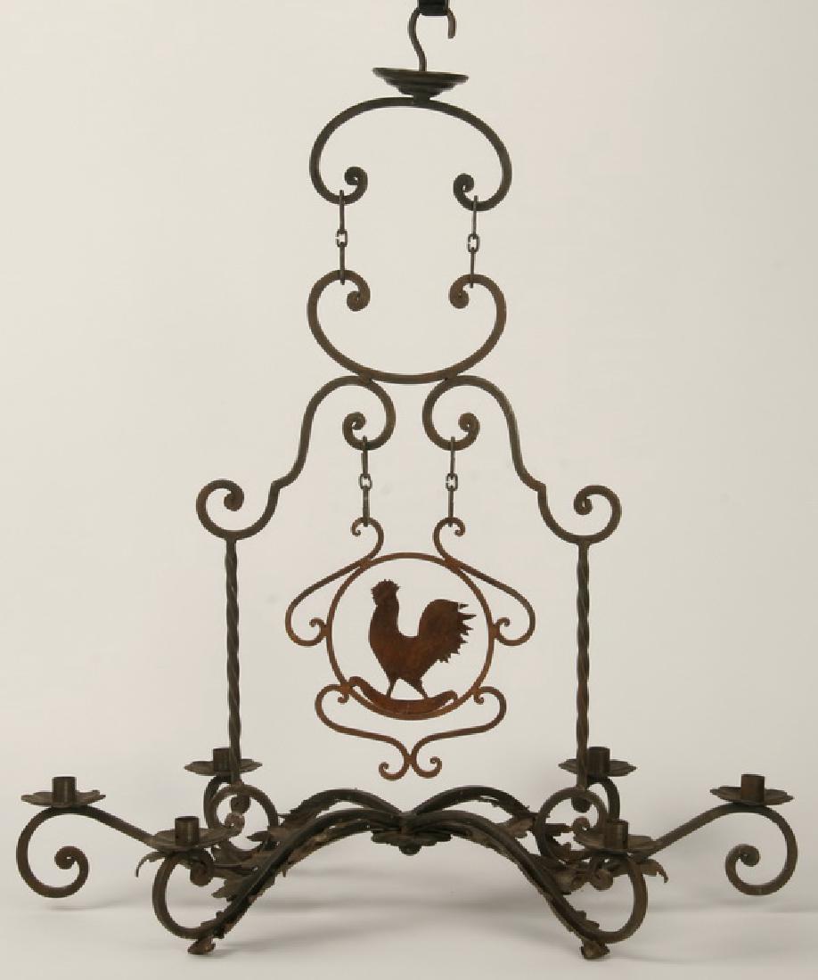 Wrought iron 6-candle hanging fixture, 36"h (1 of 2)