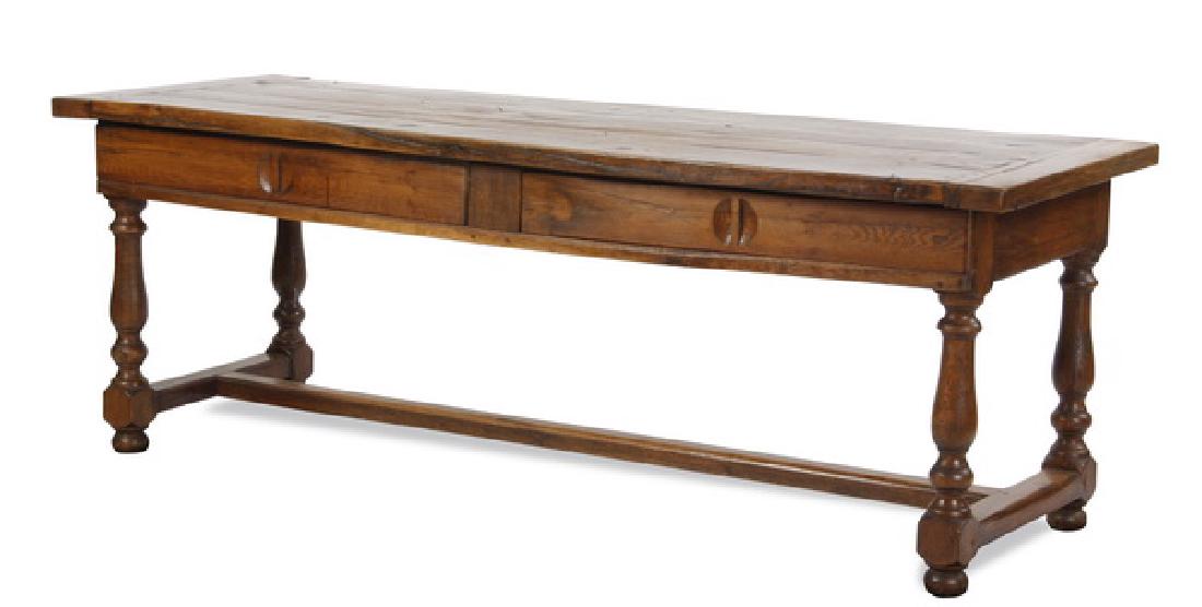French Provincial style distressed farm table, 83"l (1 of 1)