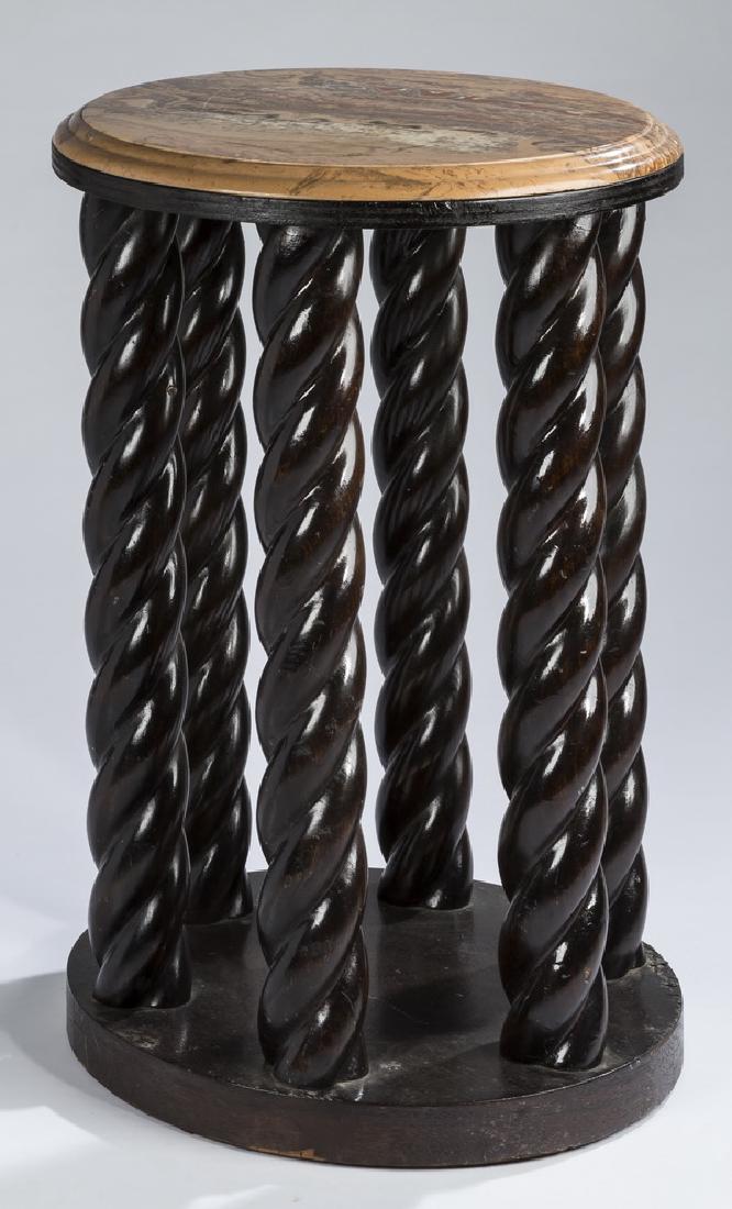Faux marble & ebonized wood barley twist pedestal (1 of 2)