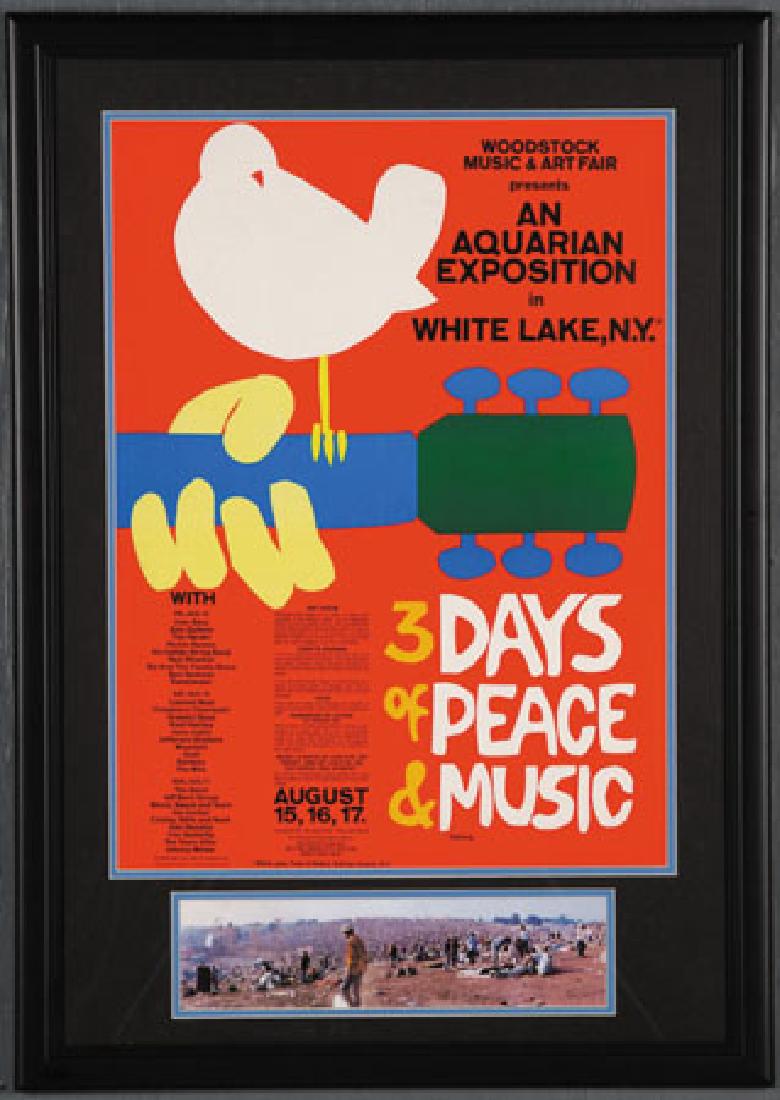 Framed Woodstock music festival poster & photo (1 of 1)