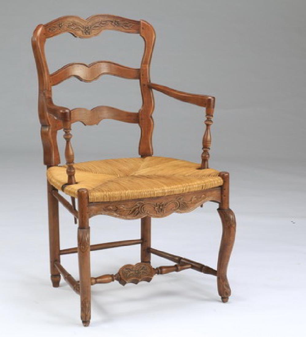 French Provincial style armchair with rush seat, 38"h (1 of 3)