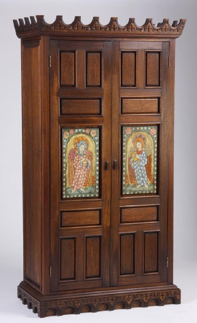 Spanish Colonial style cabinet with painted angels (1 of 5)