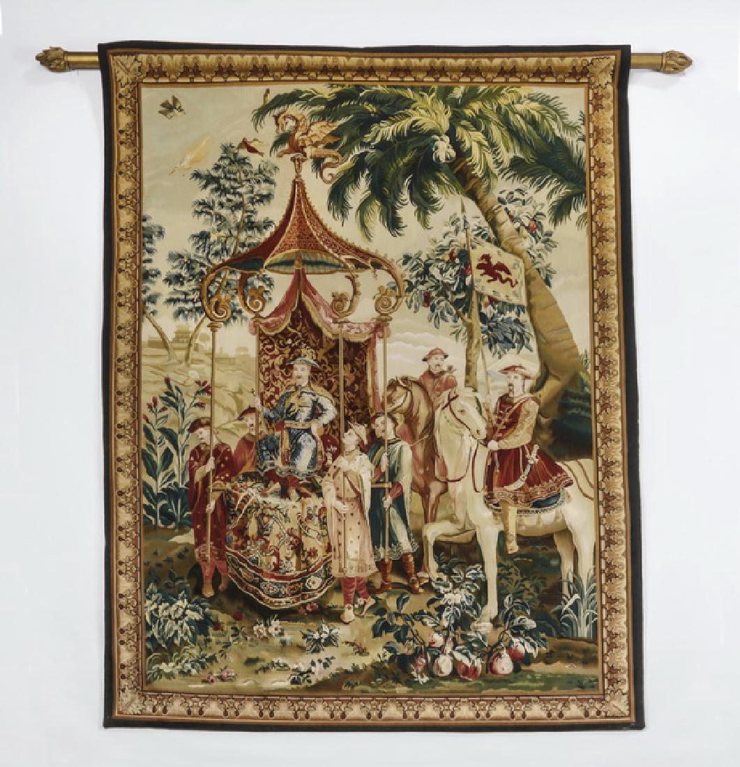 Beauvais style Chinoiserie tapestry, Emperor K'ang Xi (1 of 5)