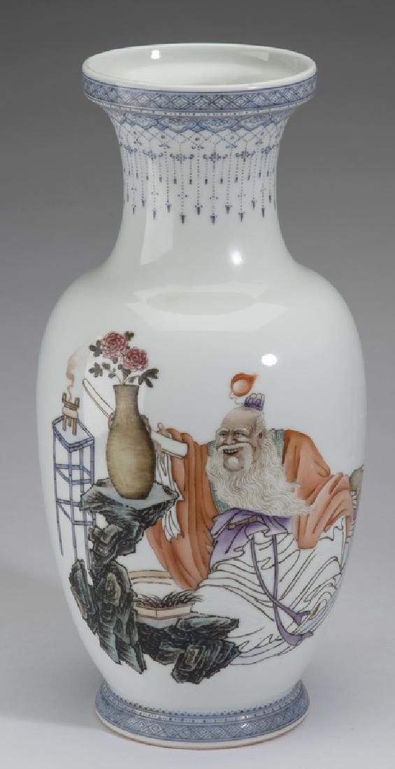 Chinese baluster vase w/ seated scholar, 13"h (1 of 6)