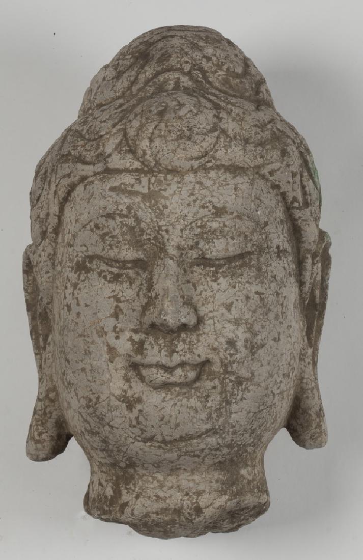 Chinese marble statuary fragment of the Buddha, 15"h (1 of 4)