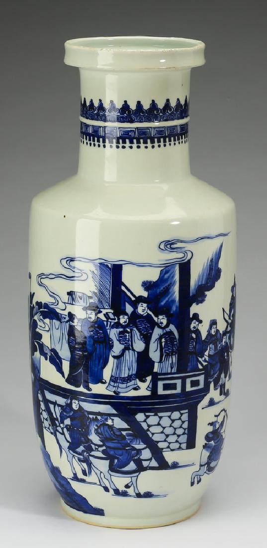 Chinese rouleau vase with scholars and warriors, 18"h (1 of 6)