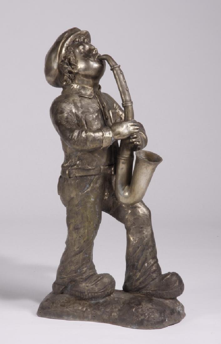 Bronze sculpture, boy playing saxophone, 37"h (1 of 2)