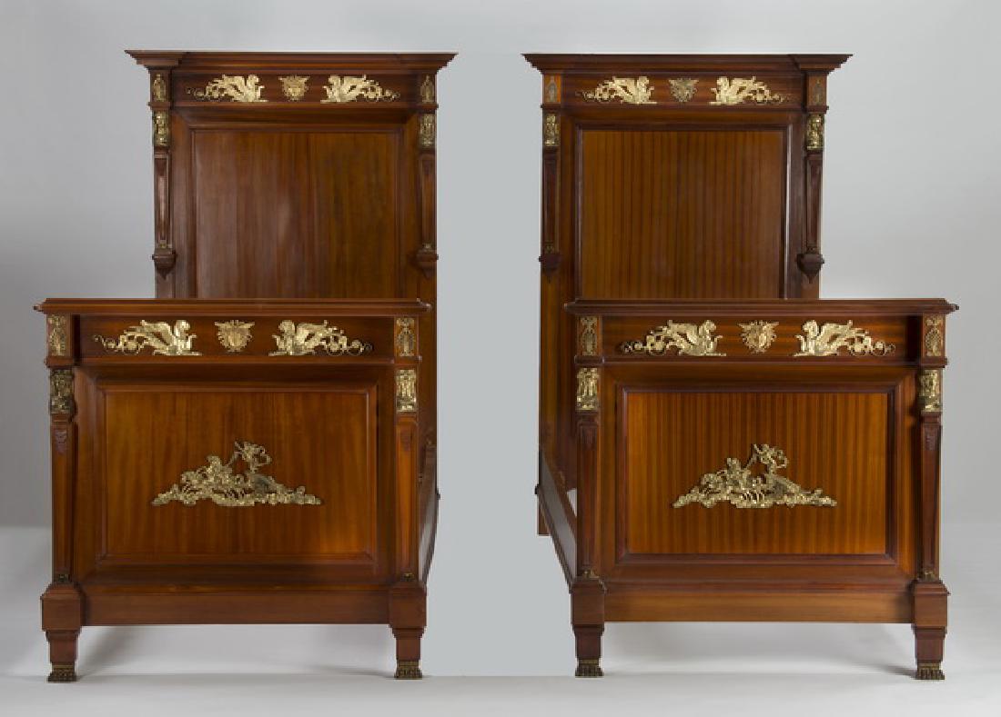 (2)19th c. French Empire mahogany bronze mounted beds (1 of 3)