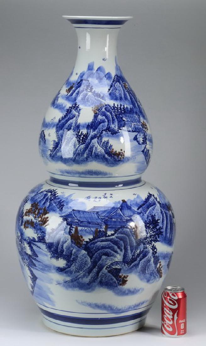 Chinese double gourd floor vase, 33"h (1 of 7)