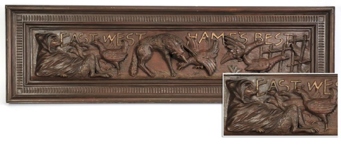 19th c. English high relief carved walnut panel, 81"l (1 of 5)
