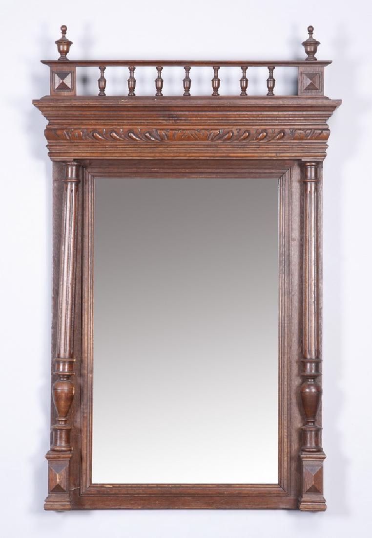 Early 20th c. carved oak mirror, 48"h (1 of 1)