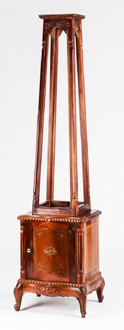 Mahogany obelisk-shaped display stand, 73"h (1 of 2)