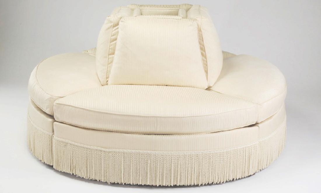 Hollywood Regency inspired circular banquette, 75"dia (1 of 4)