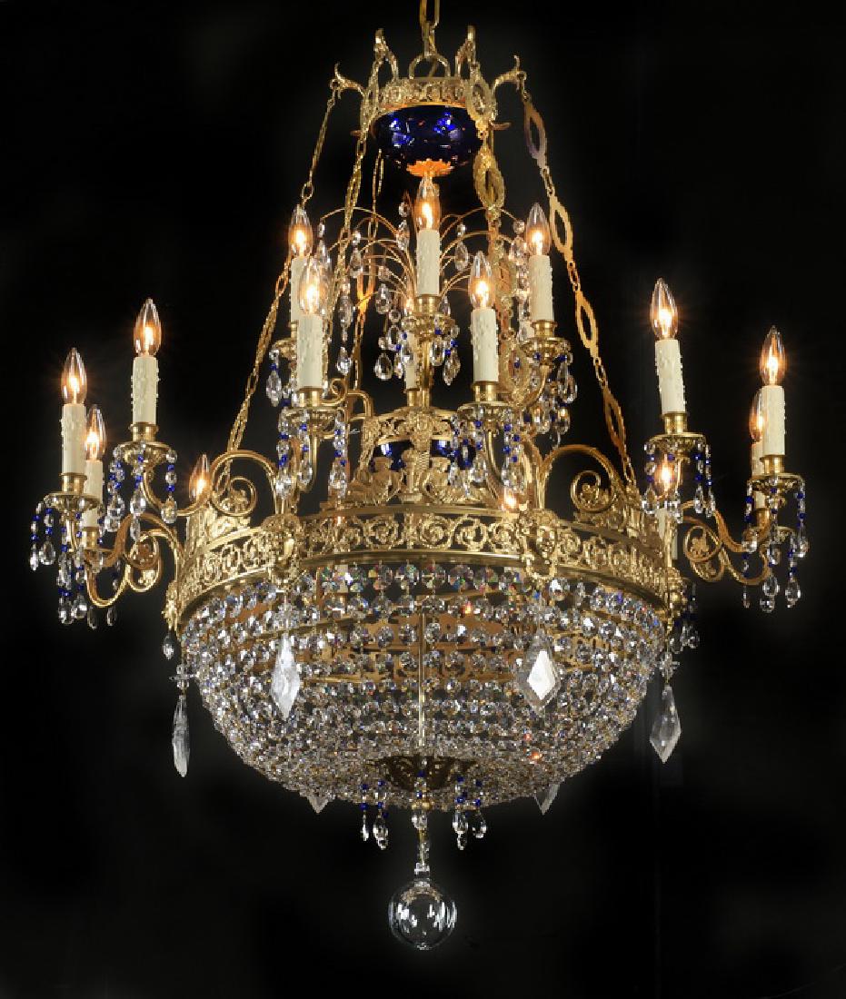 Neoclassical style chandelier w/ rock crystal, 48"h (1 of 5)