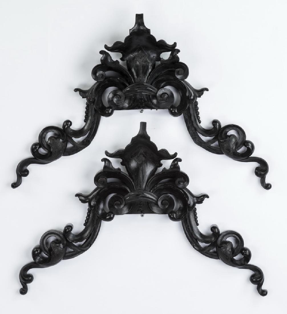 (2) 19th c. carved architectural crests, 25"w (1 of 2)