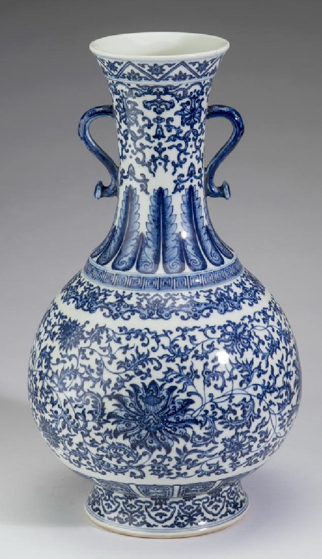 Chinese blue & white lotus vase, 15"h (1 of 6)