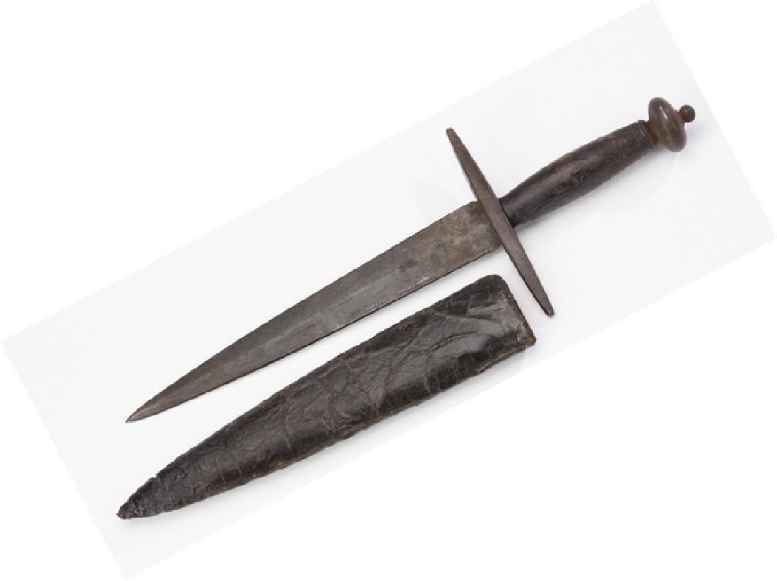 16th century European belt dagger w/sheath, 9"l (1 of 4)