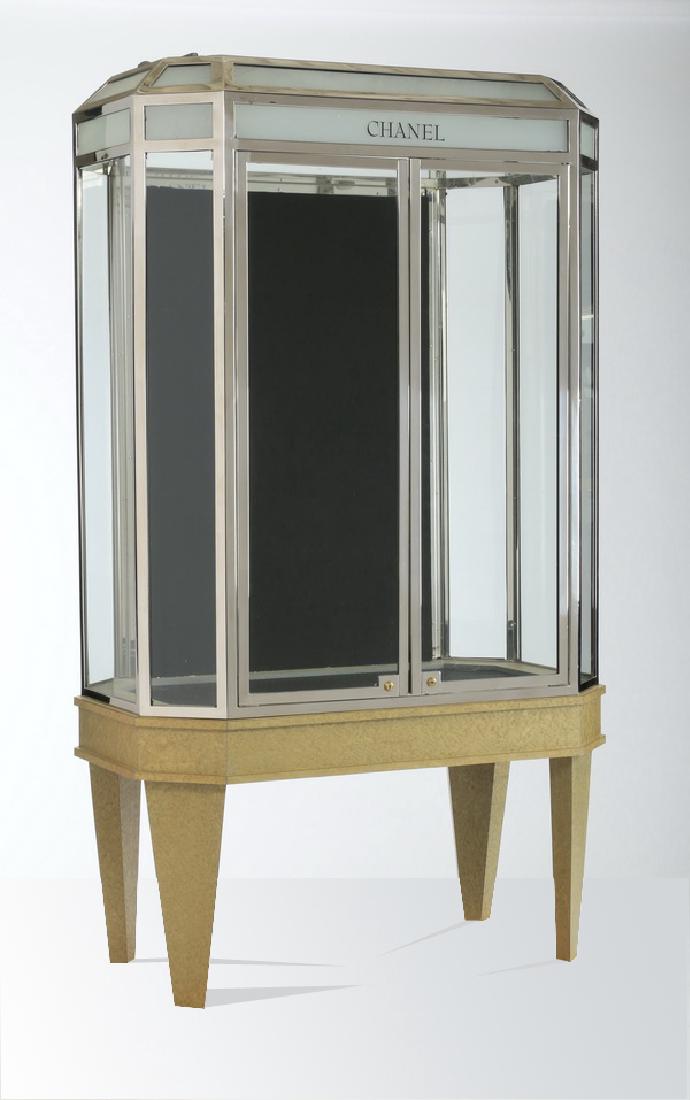 Display case with birds' eye maple base, 82"h (1 of 1)