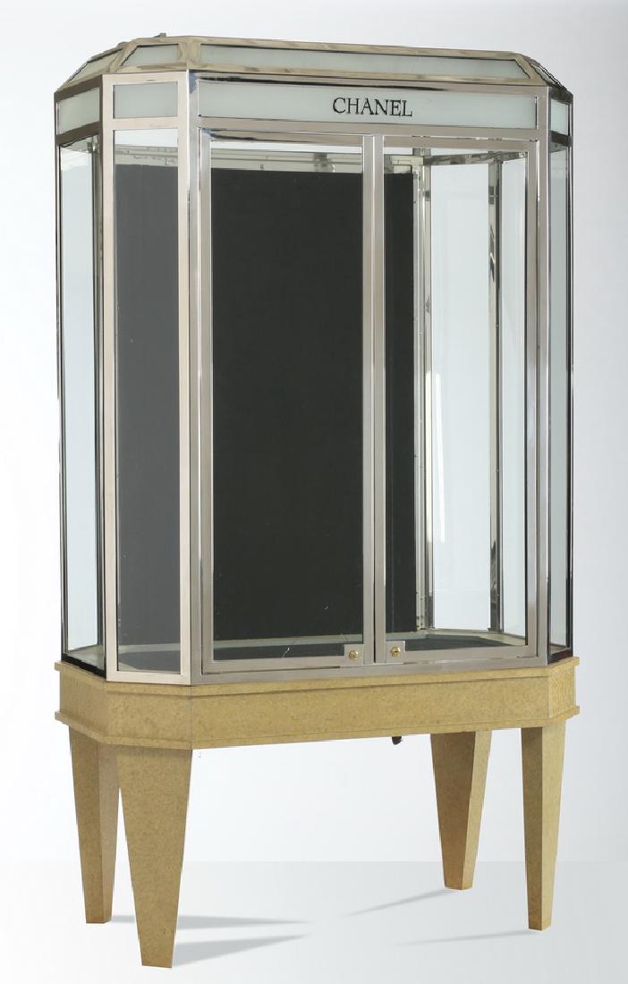 Display case with birds' eye maple base, 82"h (1 of 1)