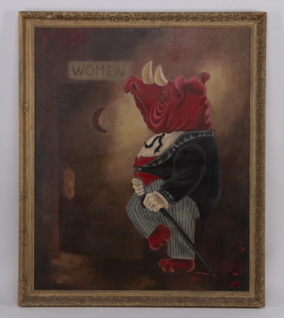 Linda Memmo signed O/c of red rhino in a tuxedo (1 of 4)