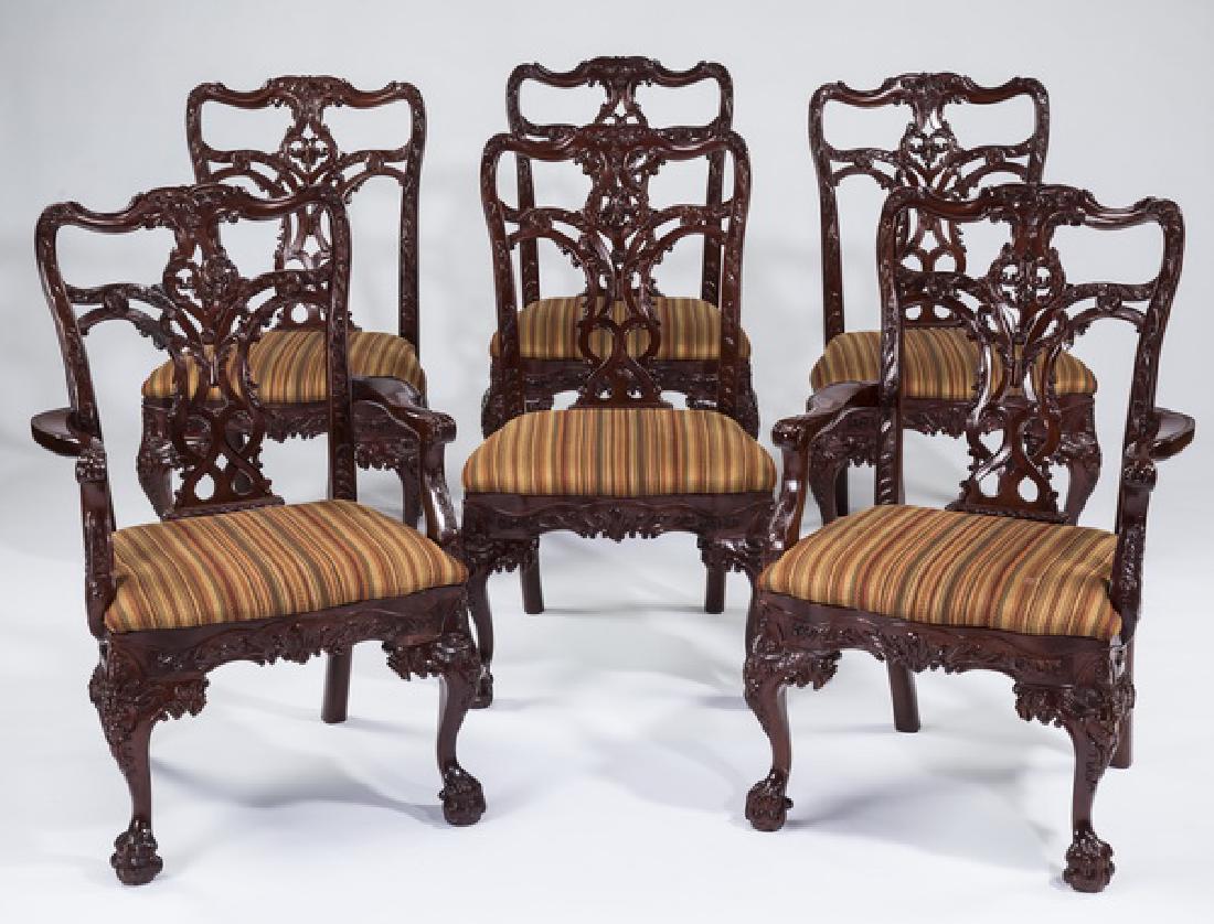(6) Irish Chippendale style mahogany chairs (1 of 3)