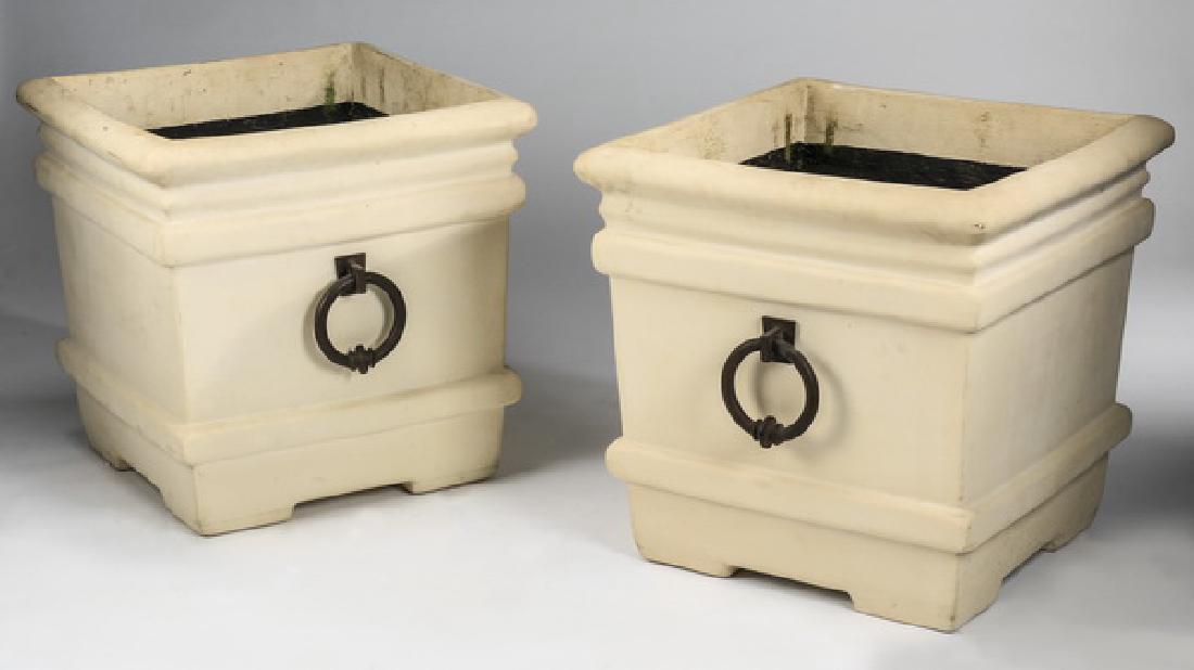 Oversized cast stone planter boxes, w/ iron handles (1 of 3)