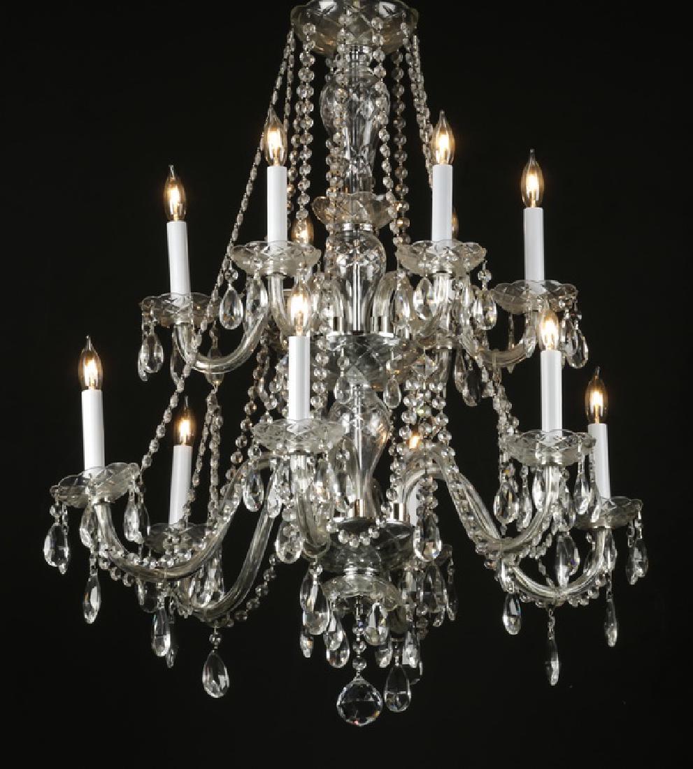 Continental 12-arm crystal chandelier, 33"h (1 of 3)