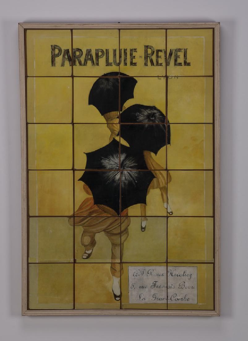 'Parapluie Revel' distressed poster on tiles, framed (1 of 2)