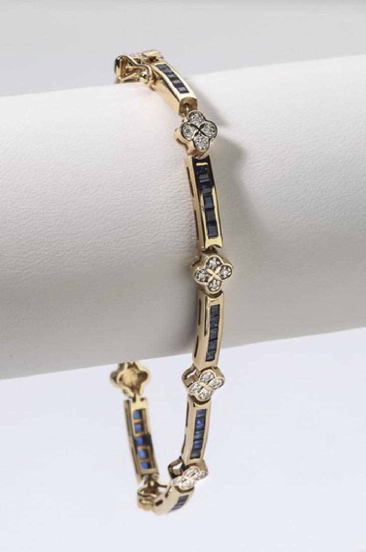 Sapphire, diamond, and 14k yellow gold bracelet (1 of 4)