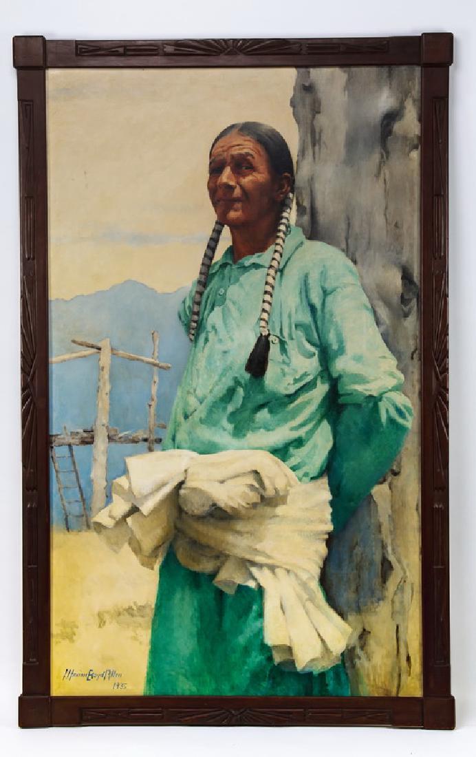 Marion Allen signed O/c portrait of Chief Tony Luhan (1 of 4)