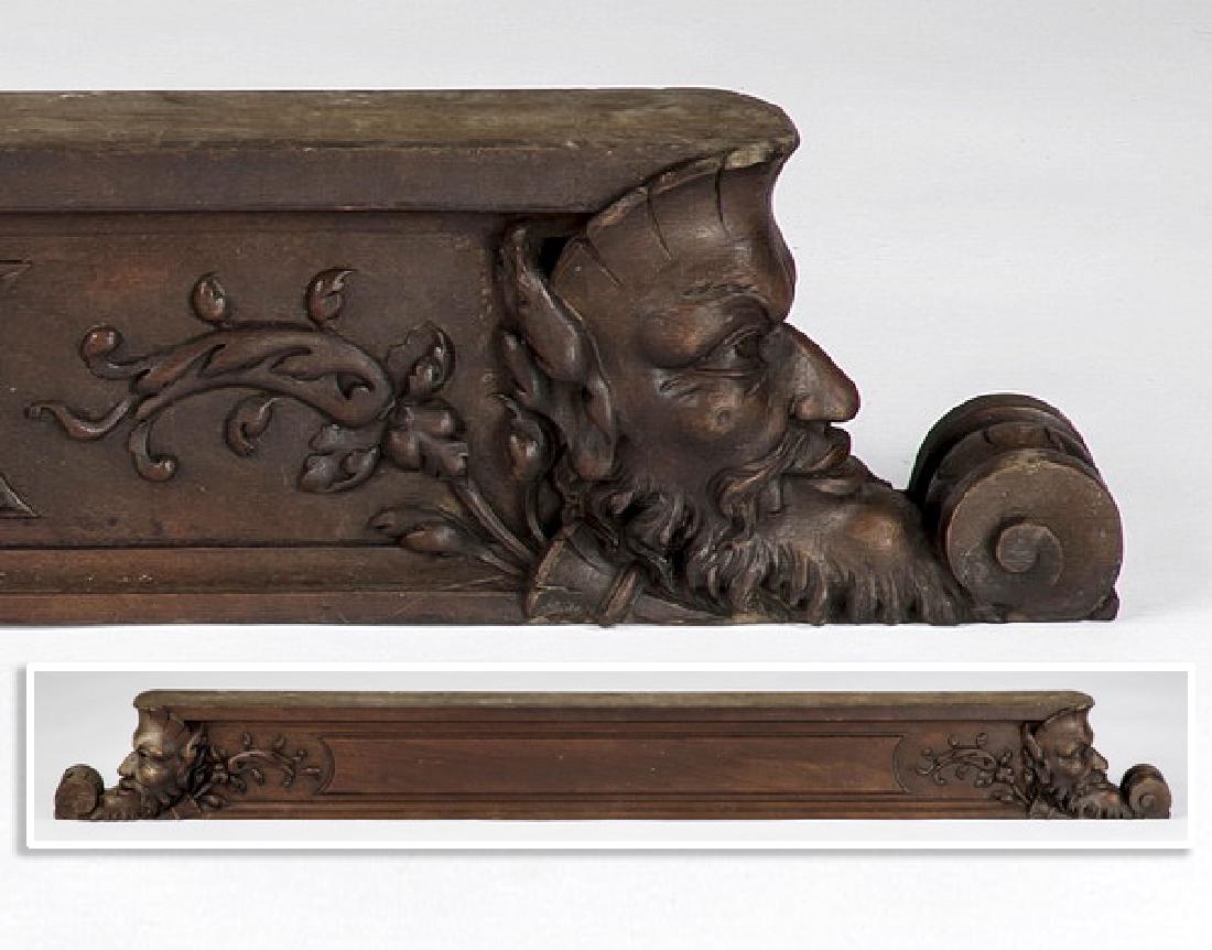 19th c. carved architectural panel w/ Green Man masks (1 of 4)