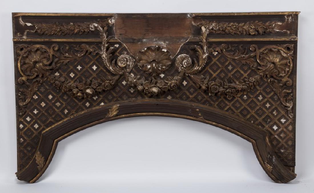 19th c. Rococo gesso & gilt architectural panel, 61"w (1 of 1)