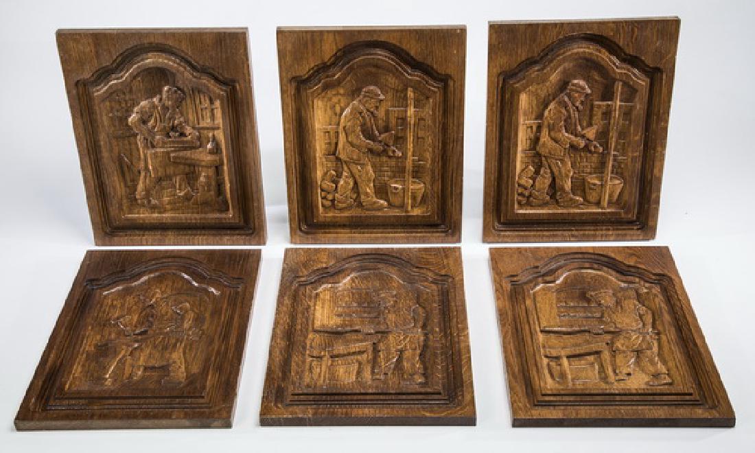 (6) 19th c. relief carved oak architectural panels (1 of 8)