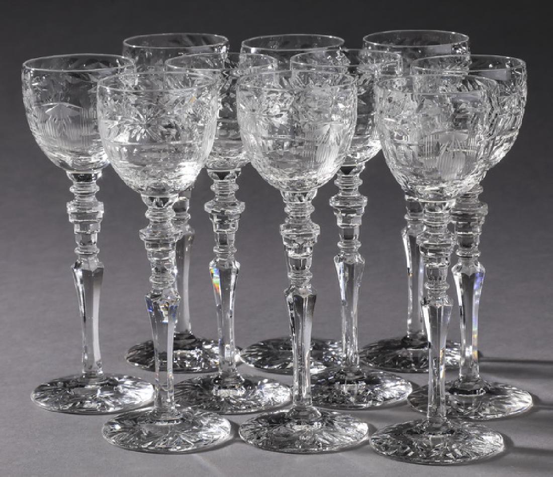 (10) Etched crystal cordials, each 4.75"h (1 of 2)
