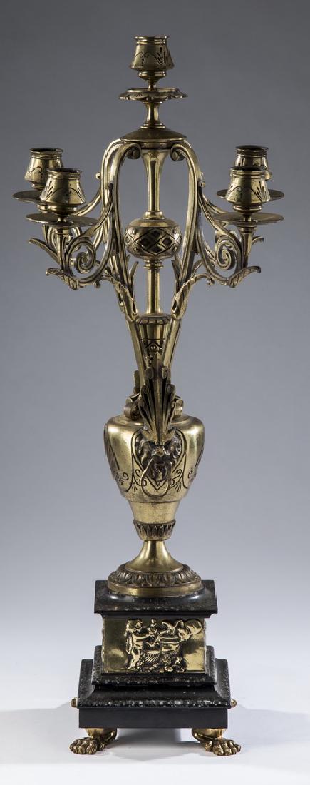 Renaissance Revival style brass five-arm candelabrum (1 of 4)