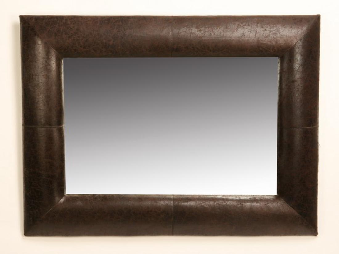 Beveled mirror in distressed leather frame 3' x 4' (1 of 1)